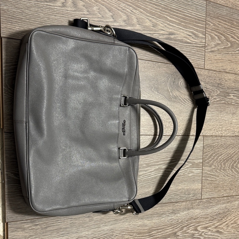 Coach Gray Leather Laptop Bag